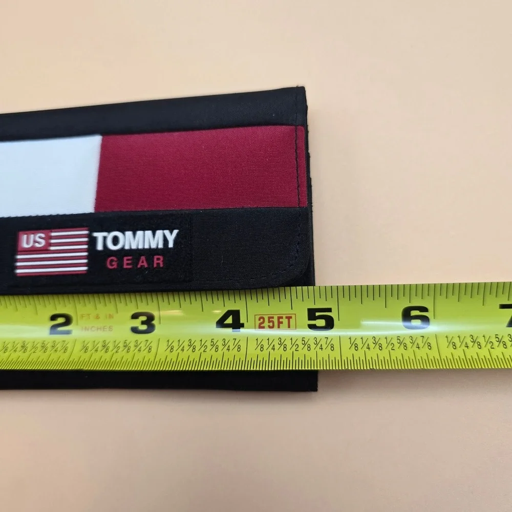 Vintage Tommy Hilfiger Tommy‎ Gear Nylon Trifold Wallet Red White Black US Flag